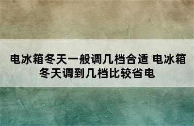 电冰箱冬天一般调几档合适 电冰箱冬天调到几档比较省电